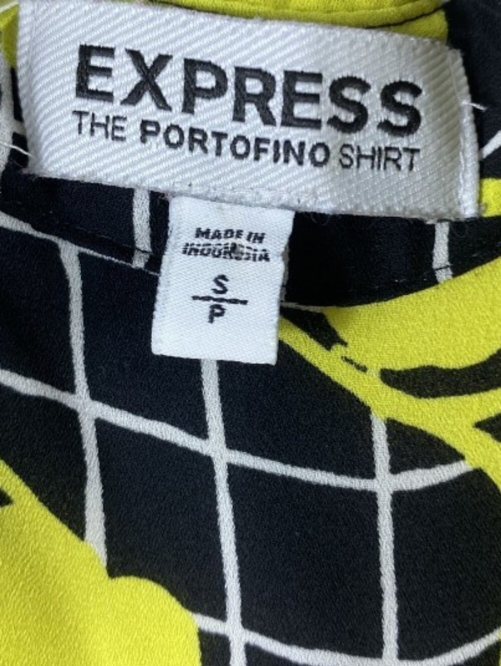 Express Yellow Black Portofino Blouse Small Retro Style - Picture 3 of 3